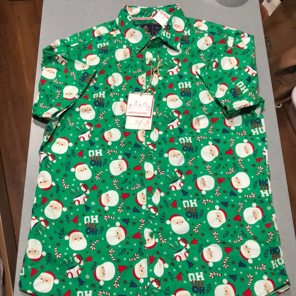 Rugby University Santa Button Down Shirt
